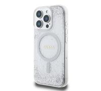 CG MOBILE Guess Magsafe - Carcasa rígida con Purpurina de Resina para iPhone 16 Pro, Color Plateado
