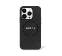CG MOBILE Guess Magsafe - Carcasa rígida de Poliuretano granulado con Anillo Dorado para iPhone 16 Pro, diseño Delgado y Ligero, compatibilidad MagSafe para Carga inalámbrica, fácil de Poner y