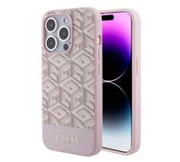 CG Mobile Guess Magsafe - Funda de Cuero con patrón de Rayas Gcube para iPhone 15 Pro, Color Rosa