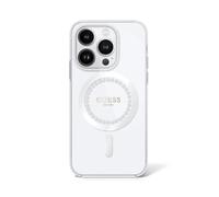 CG MOBILE Guess Magsafe IML - Carcasa rígida para iPhone 16 Pro, diseño de Diamantes de imitación, Color Blanco
