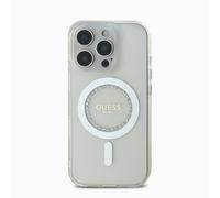 CG MOBILE Guess Magsafe IML - Carcasa rígida para iPhone 16 Pro MAX, diseño de Diamantes de imitación, Color Blanco