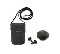 CG MOBILE Guess Pack Bolso + Auriculares TWS - Set de Polipiel Negro con Logo 4G, Diseño Elegante y Uso Diario