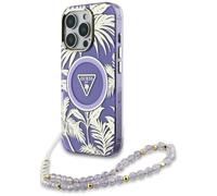 CG Mobile Guess Palm Trees Triangle Pearl Strap Funda para iPhone 16 Pro Compatible con MagSafe (Morado)