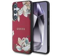 CG MOBILE Guess patrón floral granulado compatible con MagSafe funda para Samsung Galaxy S25 (fucsia)