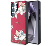 CG MOBILE Guess patrón floral granulado compatible con MagSafe funda para Samsung Galaxy S25 Ultra (fucsia)