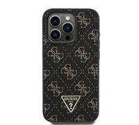 CG MOBILE Guess PU - Carcasa rígida 4G con Logotipo Triangular para iPhone 16 Pro, Color Negro