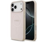 CG MOBILE Guess Saffiano Classic Logo Compatible con MagSafe Funda para iPhone 17 Pro Max (Rosa)