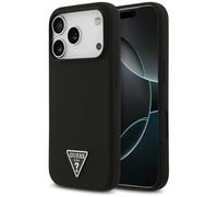 CG MOBILE Guess Silicona Triángulo Logo Compatible con MagSafe Funda para iPhone 17 Pro (Negro)