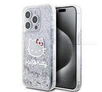 CG MOBILE Hello Kitty HKHCP15LLIKHET Funda para iPhone 15 Pro 6.1 Funda rígida Plateada Liquid Glitter Charms Kitty Head