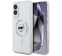 CG Mobile Karl Lagerfeld Botón Choupette Head Logo Compatible con MagSafe Funda para Samsung Galaxy S25 Edge (Blanco)