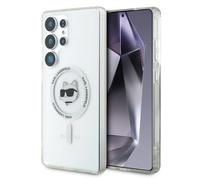 CG MOBILE Karl Lagerfeld Button Choupette Head Printed Logo Compatible con MagSafe Funda para Samsung Galaxy S25 Ultra (Blanco)