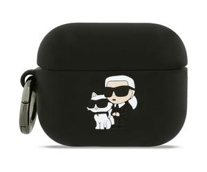 CG Mobile Karl Lagerfeld - Carcasa de silicona para AirPods Pro 3, diseño de Karl y Chaupette, color negro