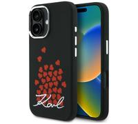 CG MOBILE Karl Lagerfeld - Carcasa de silicona para iPhone 16, diseño de corazón, color negro