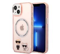 CG MOBILE Karl Lagerfeld - Funda Compatible con Magsafe PC/TPU con Anillo inalámbrico cargable/Funda Protectora/absorción de Golpes/antiarañazos, Compatible con iPhone 14 MAX 6.7 (Rosa)