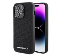 CG MOBILE Karl Lagerfeld Funda rígida acolchada con patrón Karl para iPhone 15 Pro Max (negro)