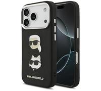 CG Mobile Karl Lagerfeld FW Grained Karl & Choupette Heads Pins & Logo Carcasa para iPhone 17 Pro (Negro)
