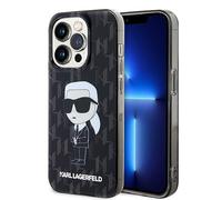 CG MOBILE Karl Lagerfeld IKonIK - Carcasa rígida con Monograma para iPhone 15 Pro MAX (Negro)