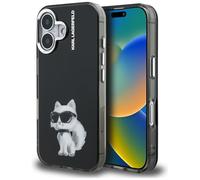 CG MOBILE Karl Lagerfeld IML Aquarelle Choupette & Logo - Carcasa para iPhone 16, color negro