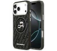 CG MOBILE Karl Lagerfeld IML Glitter Karl & Choupette Heads Logo compatible con MagSafe Hülle para iPhone 17 Pro Max (Negro)