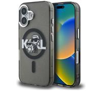 CG MOBILE Karl Lagerfeld IML Glitzer Karl & Choupette - Carcasa para iPhone 16 (negro)