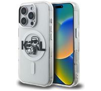 CG MOBILE Karl Lagerfeld IML Glitzer Karl & Choupette - Carcasa para iPhone 16 Pro (transparente)