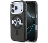 CG MOBILE Karl Lagerfeld IML Glitzer Karl & Choupette - Carcasa para iPhone 17 Pro (negro)