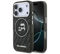 CG MOBILE Karl Lagerfeld IML Glitzer Karl & Choupette Köpfe Logo kompatibel mit MagSafe Hülle für iPhone 17 Pro (Schwarz)