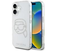 CG Mobile Karl Lagerfeld IML Rhinestones Karl Head - Carcasa para iPhone 16, Transparente