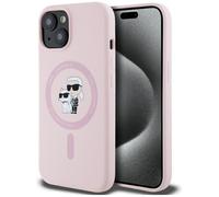 CG Mobile Karl Lagerfeld Karl & Choupette - Carcasa de Silicona para iPhone 15 Plus (Compatible con MagSafe), Color Rosa