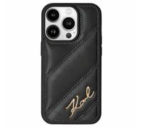 CG Mobile Karl Lagerfeld KLHCP13XPQDSMGK - Carcasa rígida para iPhone 13 Pro MAX de 6,7 Pulgadas, diseño de guión Acolchado en Diagonal, Color Negro