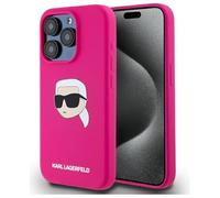 CG Mobile Karl Lagerfeld KLHMP15LSKHPPLF - Carcasa para iPhone 15 Pro de 6,1 Pulgadas, Color Fucsia con Licencia de Karl Head Print, Compatible con MagSafe