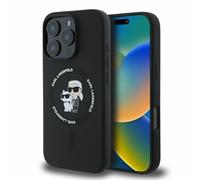 CG Mobile Karl Lagerfeld KLHMP16LSCMKCRHK - Carcasa de Silicona para iPhone 16 Pro de 6,3", diseño de Karl & Choupette, Color Negro