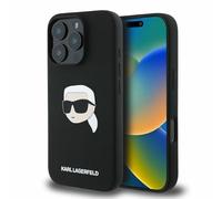 CG Mobile Karl Lagerfeld KLHMP16LSKHPPLK - Carcasa de Silicona para iPhone 16 Pro de 6,3", diseño de Cabeza de Karl, Color Negro
