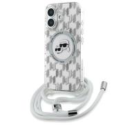 CG Mobile Karl Lagerfeld KLHMP16SHCKLCT - Funda para iPhone 16 de 6,1 Pulgadas, Transparente con Licencia IML Crossbody Monogram Karl & Choupette Head Compatible con MagSafe