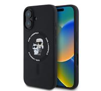 CG Mobile Karl Lagerfeld KLHMP16SSCMKCRHK - Carcasa de Silicona para iPhone 16 de 6,1", diseño de Karl & Choupette, Color Negro