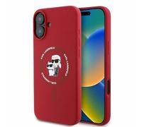 CG Mobile Karl Lagerfeld KLHMP16SSCMKCRHR - Carcasa de Silicona para iPhone 16 de 6,1 Pulgadas, diseño de Karl & Choupette, Color Rojo