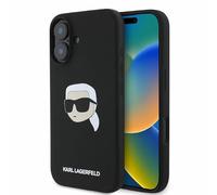 CG Mobile Karl Lagerfeld KLHMP16SSKHPPLK - Carcasa de Silicona para iPhone 16 de 6,1", diseño de Cabeza de Karl, Color Negro