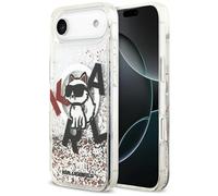 CG MOBILE Karl Lagerfeld Liquid Glitter Choupette Logo compatible con MagSafe Funda para iPhone 17 Air (transparente)