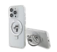 CG Mobile Karl Lagerfeld Magfit Ringstand - Funda para iPhone 15 Pro MAX (Blanco)