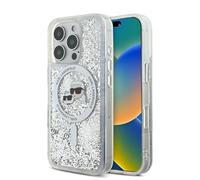 CG MOBILE Karl Lagerfeld Magsafe - Carcasa rígida con Purpurina líquida con Cabezal Karl & Choupette para iPh