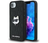 CG Mobile Karl Lagerfeld Monogram Choupette Head Pin - Carcasa para iPhone 16e, Color Negro