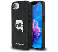 CG MOBILE Karl Lagerfeld Monogram Karl Head Pin - Carcasa para iPhone 16e, color negro