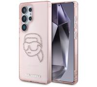 CG MOBILE Karl Lagerfeld Rhinestones Karl Head Logo - Carcasa para Samsung Galaxy S25 Ultra, color rosa