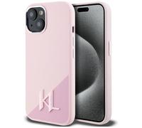 CG Mobile Karl Lagerfeld Silicone Shadow Metal Initial - Carcasa para iPhone 15 Compatible con MagSafe (Rosa)