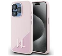 CG Mobile Karl Lagerfeld Silicone Shadow Metal Initial - Carcasa para iPhone 15 Pro MAX Compatible con MagSafe (Rosa)