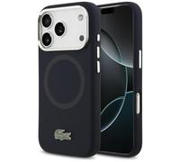 CG MOBILE Lacoste - Carcasa para iPhone 17 Pro [compatible con MagSafe], carcasa de silicona con logo de metal, protección contra caídas, fina y resistente, protección de puertos, color azul
