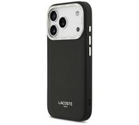 CG MOBILE Lacoste Champs Elysees Plata Logo Compatible con MagSafe Funda para iPhone 17 Pro (Negro)