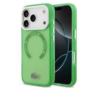 CG MOBILE Lacoste - Funda para iPhone 17 Pro Max [compatible con MagSafe], acabado esmerilado transparente, antigolpes, protección contra caídas, delgada y resistente, protección de puertos, color