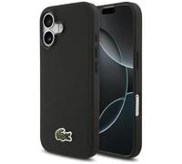 CG MOBILE Lacoste Iconic Petit Pique Woven Logo Compatible con MagSafe Funda para iPhone 17 (Negro)