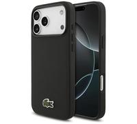 CG MOBILE Lacoste Iconic Petit Pique Woven Logo Compatible con MagSafe Funda para iPhone 17 Pro Max (Negro)